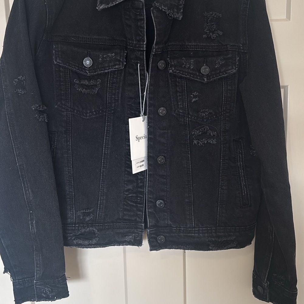 Maurices Black Distressed Jean Jacket